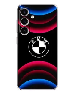 Чехол для Samsung Galaxy M56 с картинкой «Логотип BMW и неоновые дуги»