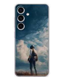 Чехол для Samsung Galaxy M56 с картинкой «Герой PUBG на скале»