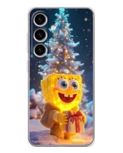 Чехол для Samsung Galaxy M56 с картинкой «Рождественский Спанч Боб»