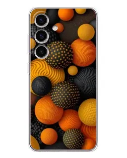 Чехол для Samsung Galaxy M56 с картинкой «Объемные оранжевые сферы»