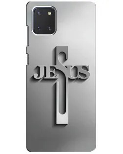 Чехол для Samsung Galaxy Note 10 Lite с картинкой «Металлический крест Jesus»
