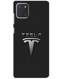 Чохол для Samsung Galaxy Note 10 Lite з картинкою «Сталевий логотип Tesla»