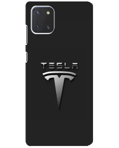 Чохол для Samsung Galaxy Note 10 Lite з картинкою «Сталевий логотип Tesla»