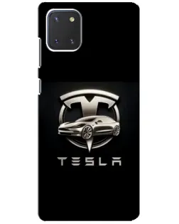 Чохол для Samsung Galaxy Note 10 Lite з картинкою «Tesla — срібне авто»