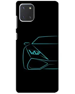 Чехол для Samsung Galaxy Note 10 Lite с картинкой «Голубой силуэт Lamborghini»