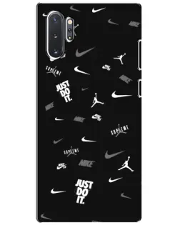 Чехол для Samsung Galaxy Note 10 Plus с картинкой «Nike Black Pattern»
