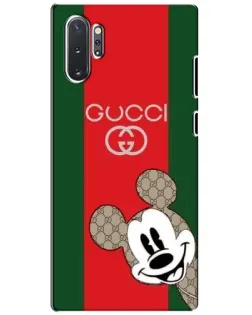 Чехол для Samsung Galaxy Note 10 Plus с картинкой «Gucci — полосы и Микки»