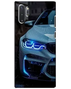 Чехол для Samsung Galaxy Note 10 Plus с картинкой «Взгляд BMW с синими фарами» Чехол для Samsung Galaxy Note 10 Plus с картинкой «Взгляд BMW с синими фарами»
