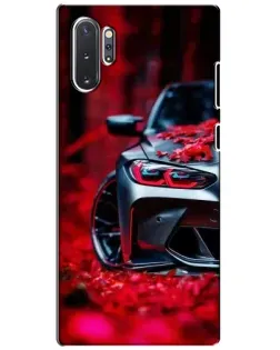 Чехол для Samsung Galaxy Note 10 Plus с картинкой «Спортивная BMW и цветы»