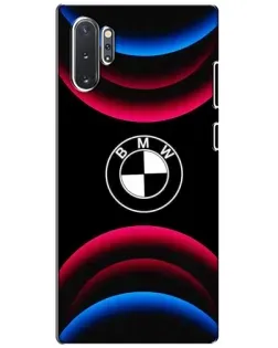Чехол для Samsung Galaxy Note 10 Plus с картинкой «Логотип BMW и неоновые дуги»