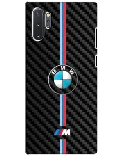 Чехол для Samsung Galaxy Note 10 Plus с картинкой «Эмблема BMW и карбон»