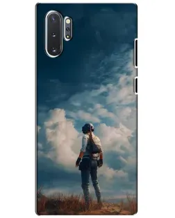 Чехол для Samsung Galaxy Note 10 Plus с картинкой «Герой PUBG на скале»