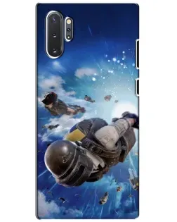 Чехол для Samsung Galaxy Note 10 Plus с картинкой «Десант PUBG — прыжок»