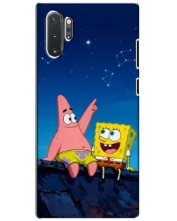Чехол для Samsung Galaxy Note 10 Plus с картинкой «Губка Боб и Патрик ночью»