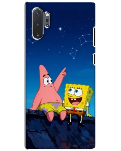 Чехол для Samsung Galaxy Note 10 Plus с картинкой «Губка Боб и Патрик ночью»