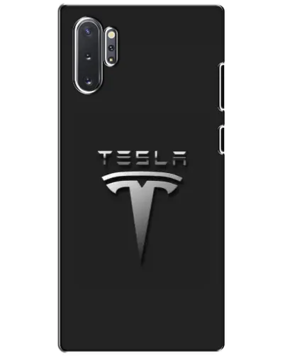 Чехол для Samsung Galaxy Note 10 Plus с картинкой «Стальной логотип Tesla»