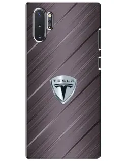 Чехол для Samsung Galaxy Note 10 Plus с картинкой «Металлическая текстура Tesla»