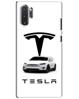Чехол для Samsung Galaxy Note 10 Plus с картинкой «Tesla White Style»
