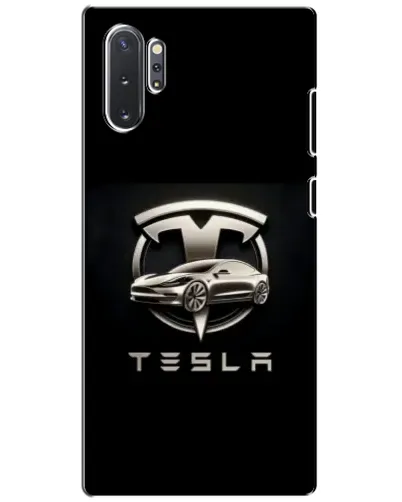 Чехол для Samsung Galaxy Note 10 Plus с картинкой «Tesla — серебристое авто»