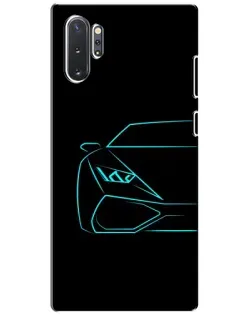 Чехол для Samsung Galaxy Note 10 Plus с картинкой «Голубой силуэт Lamborghini»