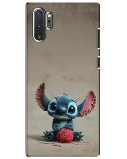 Чехол для Samsung Galaxy Note 10 Plus с картинкой «Стич на коричневом фоне»