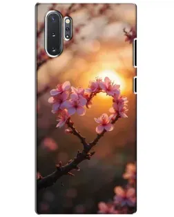 Чехол для Samsung Galaxy Note 10 Plus с картинкой «Розовый цвет сердце на фоне заката»