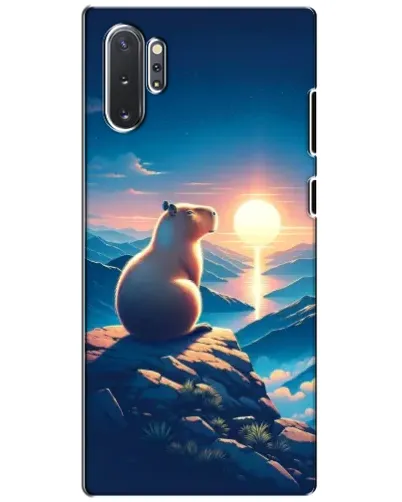 Чехол для Samsung Galaxy Note 10 Plus с картинкой «Закат солнца с капибарой»