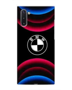 Чехол для Samsung Galaxy Note 10 с картинкой «Логотип BMW и неоновые дуги»