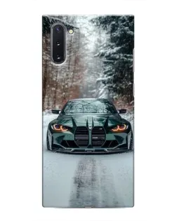 Чехол для Samsung Galaxy Note 10 с картинкой «BMW в зимнем лесу»