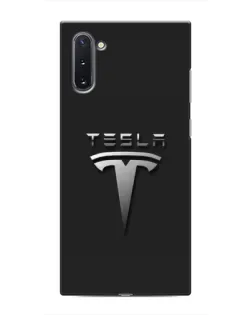 Чохол для Samsung Galaxy Note 10 з картинкою «Сталевий логотип Tesla»