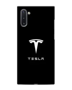 Чохол для Samsung Galaxy Note 10 з картинкою «Tesla White Logo»