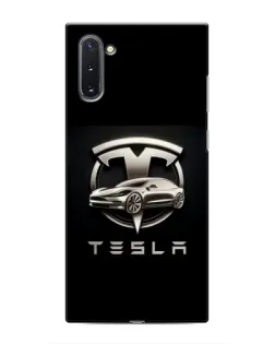 Чохол для Samsung Galaxy Note 10 з картинкою «Tesla — срібне авто»