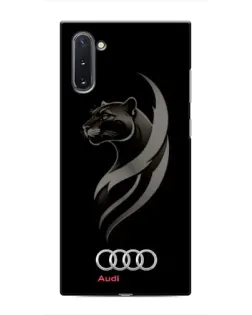 Чехол для Samsung Galaxy Note 10 с картинкой «Графика — пантера и Audi»