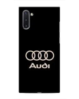 Чехол для Samsung Galaxy Note 10 с картинкой «Audi — золотой логотип»