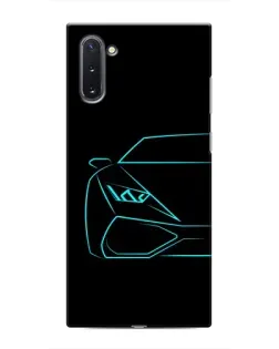 Чохол для Samsung Galaxy Note 10 з картинкою «Блакитний силует Lamborghini»