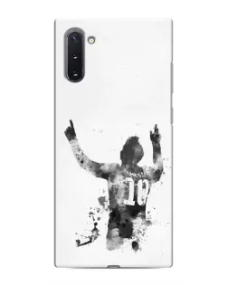 Чохол для Samsung Galaxy Note 10 з картинкою «Чорно-білий силует Мессі»