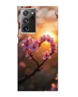 Чехол для Samsung Galaxy Note 20 Ultra с картинкой «Розовый цвет сердце на фоне заката»