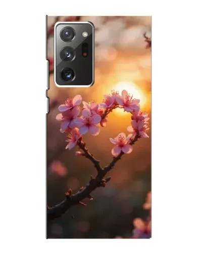 Чехол для Samsung Galaxy Note 20 Ultra с картинкой «Розовый цвет сердце на фоне заката»