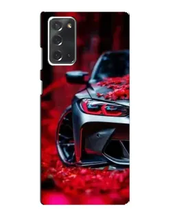 Чехол для Samsung Galaxy Note 20 с картинкой «Спортивная BMW и цветы»