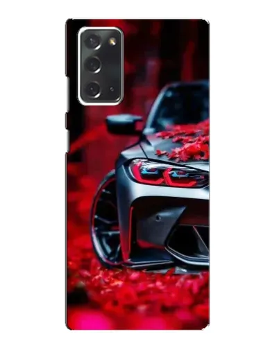 Чехол для Samsung Galaxy Note 20 с картинкой «Спортивная BMW и цветы»