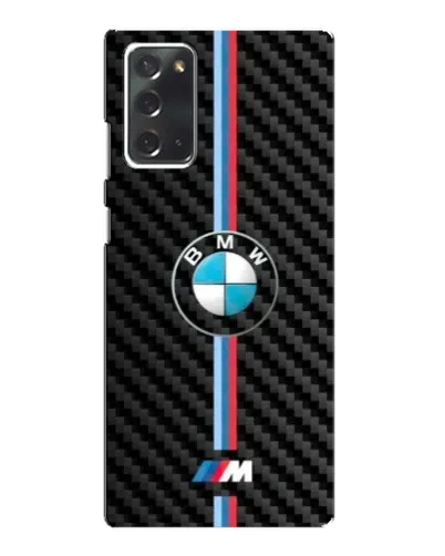 Чехол для Samsung Galaxy Note 20 с картинкой «Эмблема BMW и карбон»