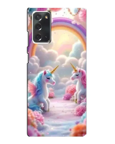 Чехол для Samsung Galaxy Note 20 с картинкой «Радуга и единороги»