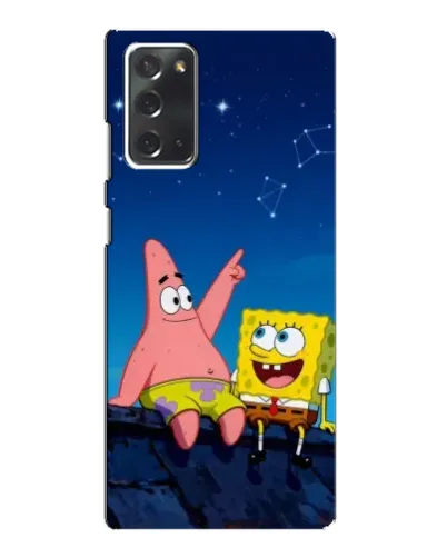 Чехол для Samsung Galaxy Note 20 с картинкой «Губка Боб и Патрик ночью»