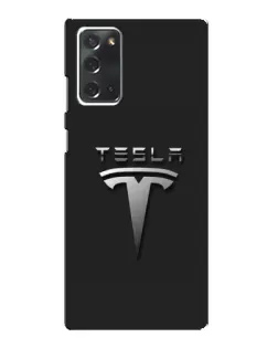 Чехол для Samsung Galaxy Note 20 с картинкой «Стальной логотип Tesla»