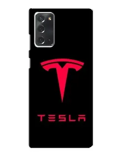 Чехол для Samsung Galaxy Note 20 с картинкой «Tesla Red Logo»