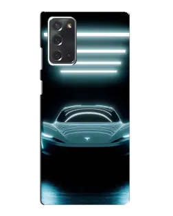 Чехол для Samsung Galaxy Note 20 с картинкой «Tesla в неоне»