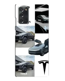 Чехол для Samsung Galaxy Note 20 с картинкой «Коллаж Cybertruck Tesla»