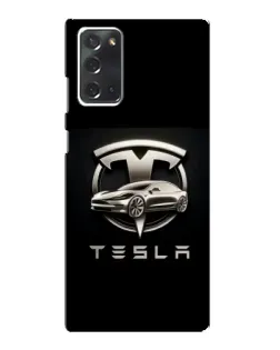 Чехол для Samsung Galaxy Note 20 с картинкой «Tesla — серебристое авто»