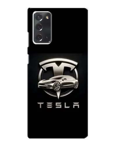 Чехол для Samsung Galaxy Note 20 с картинкой «Tesla — серебристое авто»