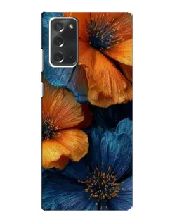 Чохол для Samsung Galaxy Note 20 з картинкою «Яскрава синьо-помаранчева флора»